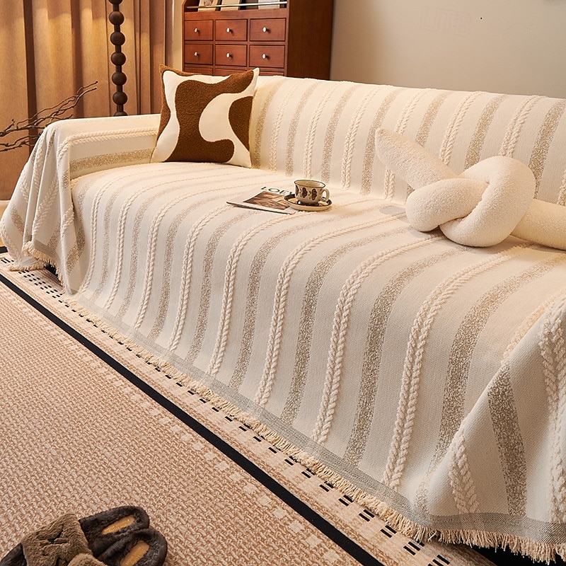 Luxury Couch Cover for Pets, Pet Friendly Thickened Winter Sofa Throw Blanket, Modern Minimalist Anti-Slip Anti-Scratch Sofa Protector, Elegant Couch Slipcover for Living Room