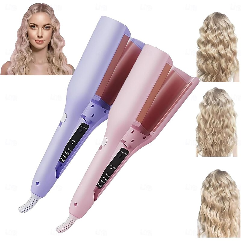 Hair Styling Tool with Negative Ionic Technology Curling Iron for Quickly Creating Smooth Waves US Plug 32mm Wavy Curling Iron Deep U-Shaped Wool Curls for Long-Lasting Styling