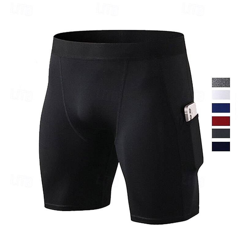 Men's Running Shorts Workout Shorts with Pockets High Waist Bottoms Athleisure Gym Workout Quick Dry Breathable Gym Basketball Athletic Tight Fit Sportswear Activewear Solid Colored Black White Red