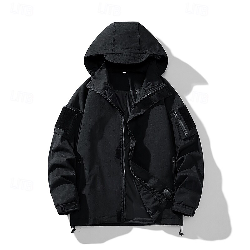 Men's Jacket Casual Jacket Outdoor Vacation Warm Zipper Pocket Fall Winter Plain Fashion Streetwear Standing Collar Regular Black Khaki Army Green Jacket3