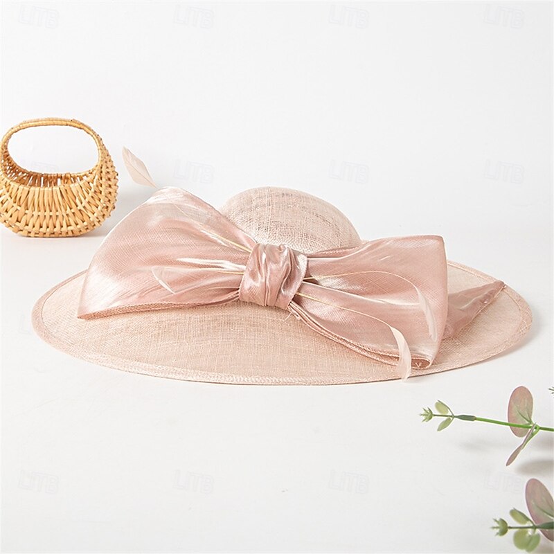 Hats Sinamay Sun Hat Wedding Holiday Tea Party Horse Race Cocktail Elegant Vintage Sun Protection With Bowknot Headpiece Headwear3