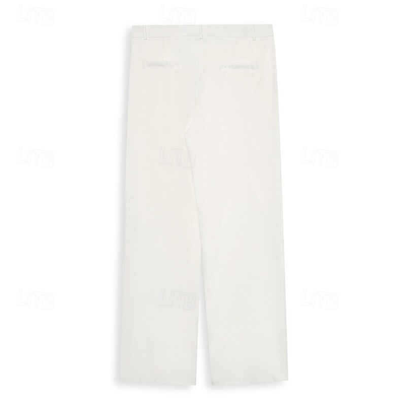 Men's Trousers Dress Pants Suit Pants Front Pocket Straight Leg Plain Comfort Breathable Full Length Formal Wedding Business Fashion Classic Style Loose Fit Black White Inelastic3