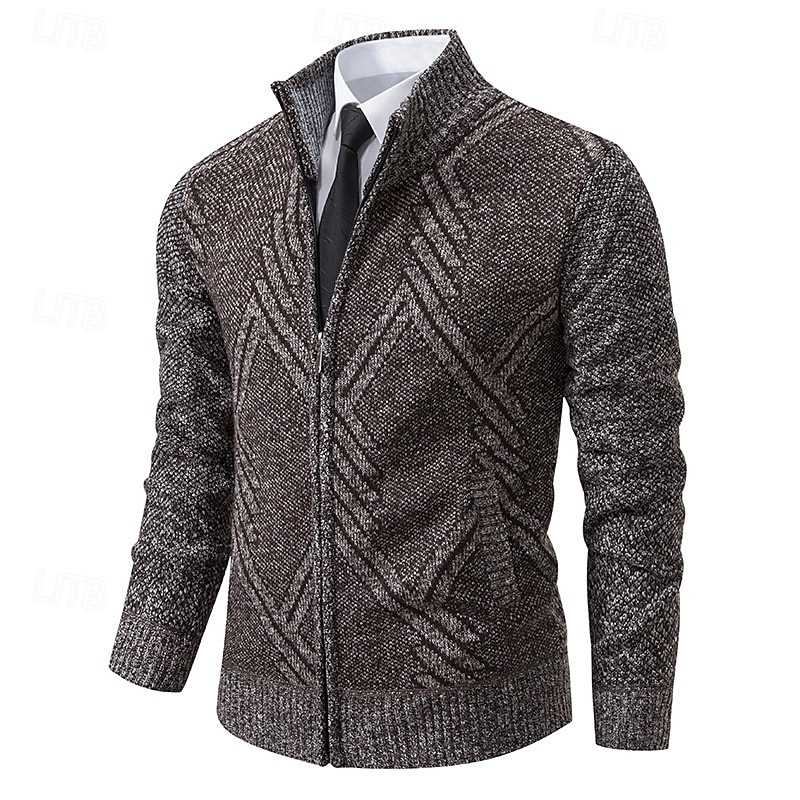 Men's Sweater Dress Sweater Cardigan Sweater Zip Sweater Knit Sweater Ribbed Knit Regular Tops Knitted Ribbed Plain Turtleneck Fashion Shawls Formal Business Clothing Apparel Fall Winter Blue Light4