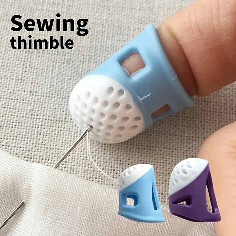 4PCS Sewing Thimbles, Silicone Finger Protectors for Hand Sewing, Embroidery, Cross Stitch and DIY Needlework, Non-Slip Thimble Finger Covers Sewing Tools