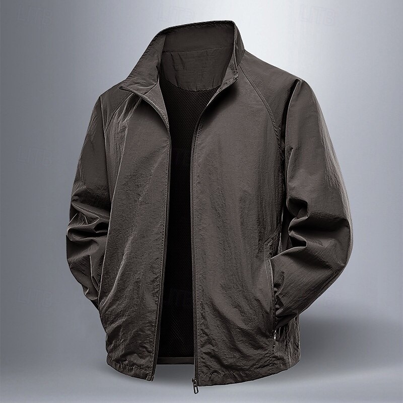 Men's Jacket Casual Jacket Outdoor Vacation Warm Zipper Pocket Fall Winter Plain Fashion Streetwear Standing Collar Regular Dark Gray Black Army Green Coffee Jacket4