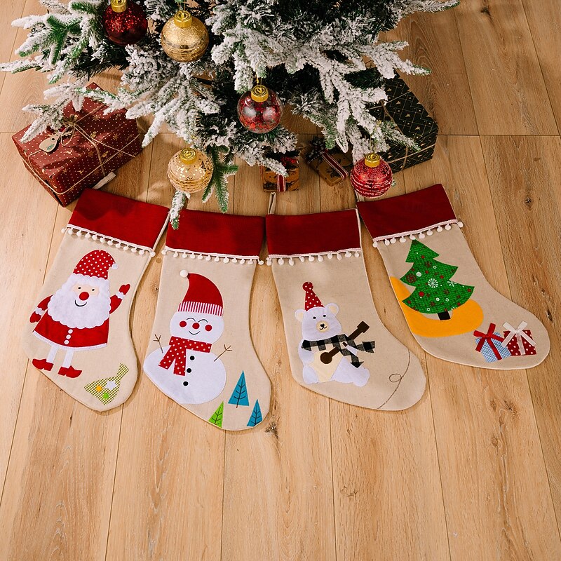 Christmas Stocking Cartoon Reindeer Santa Creative Holiday Sock Gift Bag for Christmas Presents Home Fireplace Festive Party Seasonal Decoration Accessory4