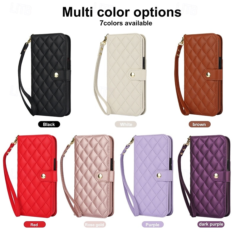 Phone Case For 16 15 14 Pro Max Plus 16e 13 Mini Wallet Case with Lanyard Kickstand Card Slot Retro TPU PU Leather