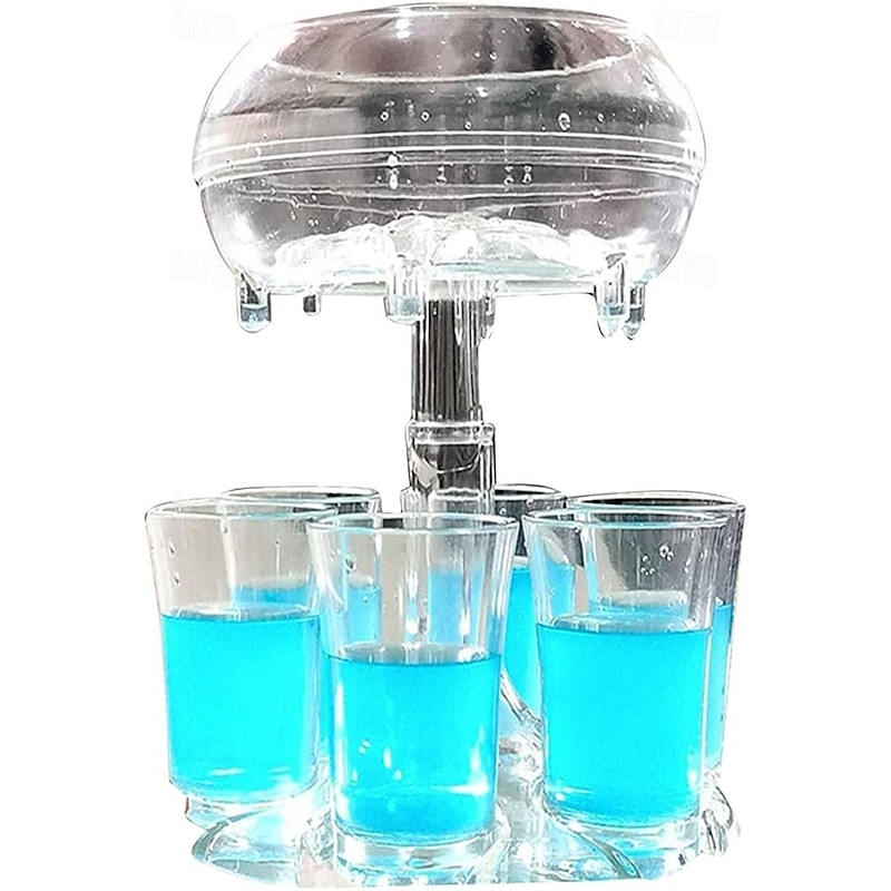 6 Shot Glass Dispenser and Holder Acrylic Liquor Dispenser Set with Cup Rack Durable Anti Drop Six Cup Pourer Perfect Bar Accessory Whiskey Vodka Drinkware Gift Set2