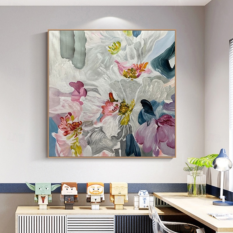 Mintura Handmade Oil Paintings On Canvas Wall Art Decoration Modern Abstract Flowers Picture For Home Decor Rolled Frameless Unstretched Painting