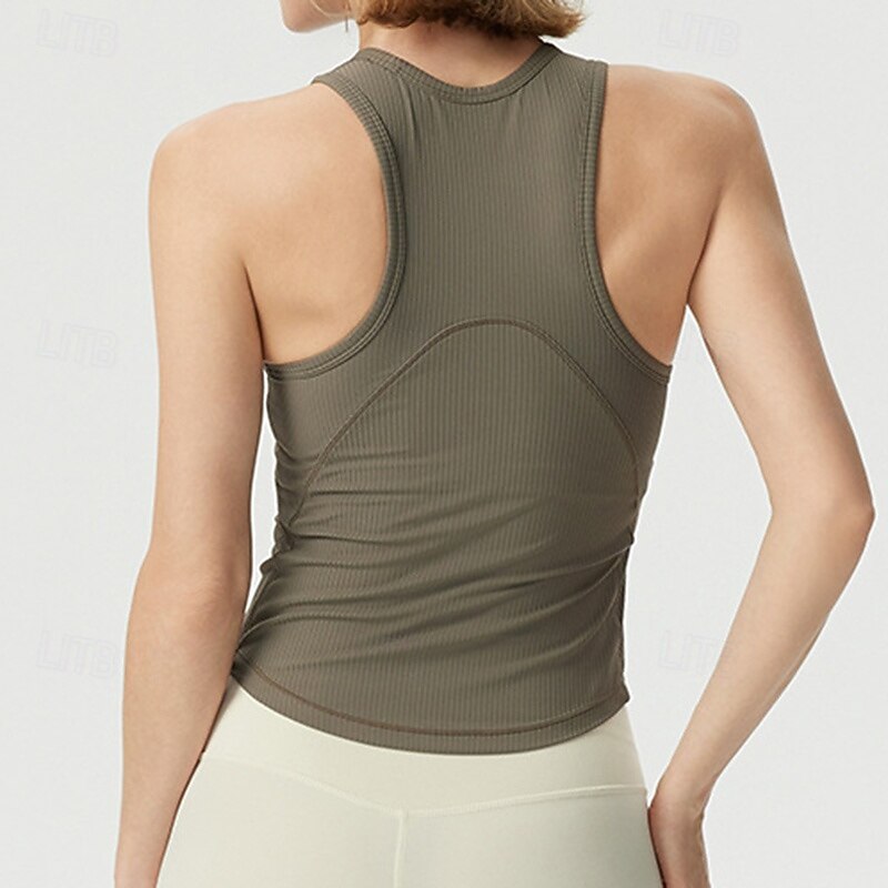 Women's Yoga Tank Tops Crew Neck Breathable Paded Sleeveless Sports Solid Color Top For Gym Athletic Sports Slim Activewear3