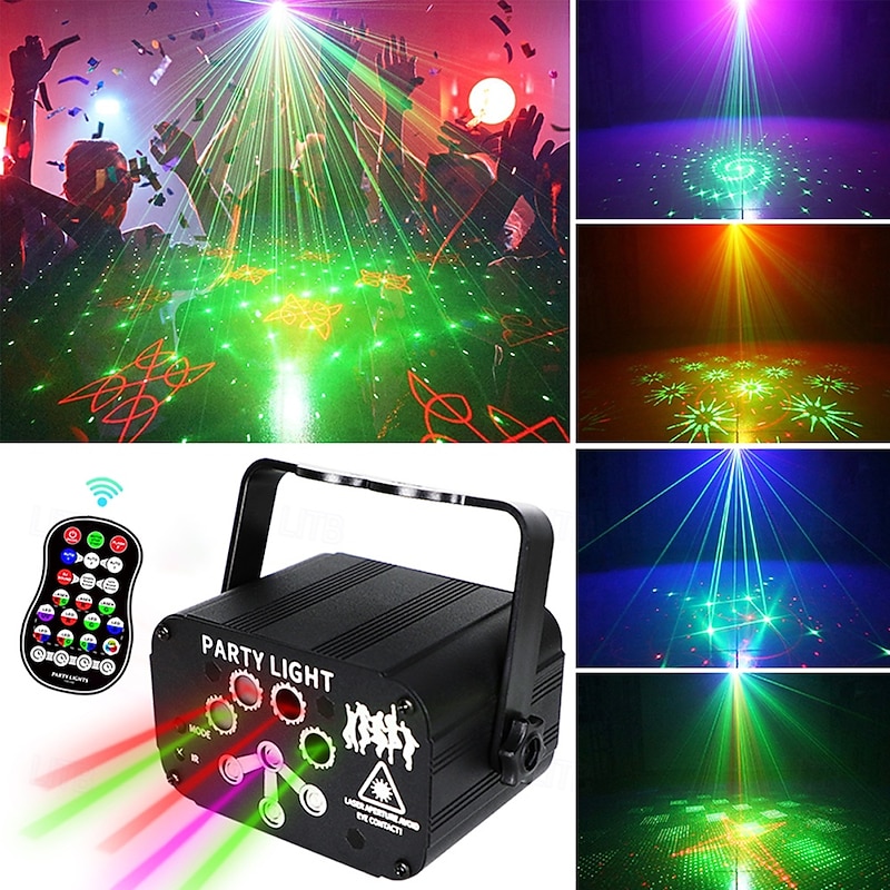 Party Lights Dj Disco Ball Light with Pattern Projection and Sound Activated RGB Colored Strobe Stage Lighting for Parties Indoor Dance Birthday Rave Bar Karaoke Christmas Wedding Show Club