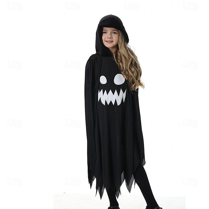 Kids Halloween Glowing Ghost Cape Costume – Light-Up White Cloak for Role Play, Fancy Dress, Party Performance, and Trick-or-Treat Fun3