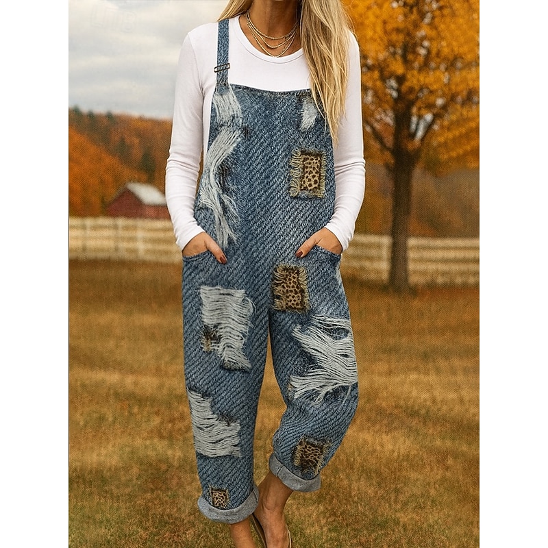 100% Cotton Women's Overall Lightweight Graphic Sleeveless Sleeveless Straight Square Neck with Pocket Vacation Daily Loose Fit Black Navy Blue Blue Summer