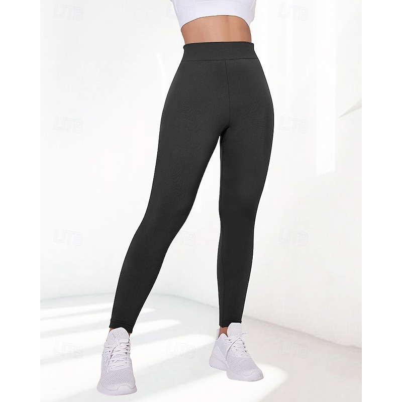 Women's Slacks Leggings Cozy Leggings Streetwear Casual Full Length Natural Plain Elastic Waist Comfortable Street Holiday Weekend claret Black White Pink Fall Regular Fit2