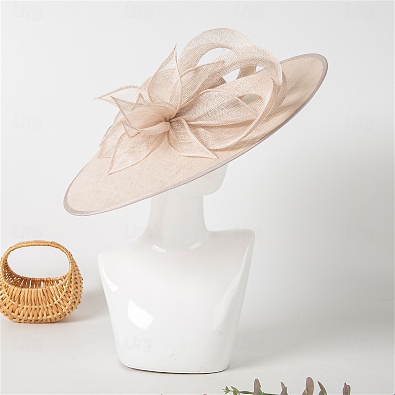 Hats Sinamay Sun Hat Wedding Holiday Tea Party Horse Race Cocktail Elegant Vintage Sun Protection With Cap Floral Headpiece Headwear