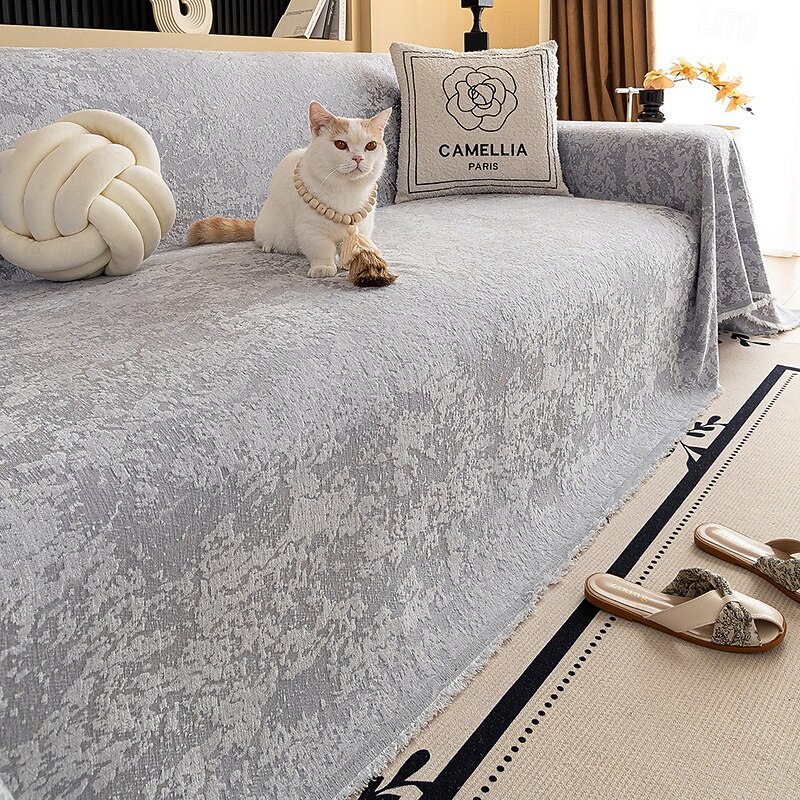 Chenille Couch Cover for Pets, Pet Friendly All-Season Full-Cover Sofa Throw Blanket, Anti-Scratch Non-Slip Sofa Protector, Decorative Slipcover for Living Room3