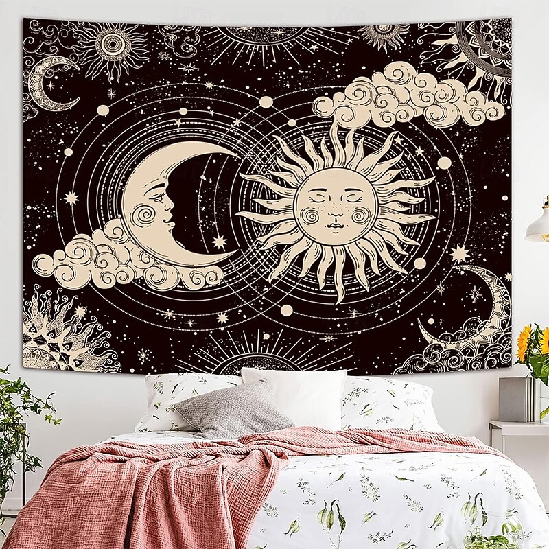 Tapestry Wall Hangings Moon Sun Boho Mystic Bedroom Living Room Dorm Home Decor4
