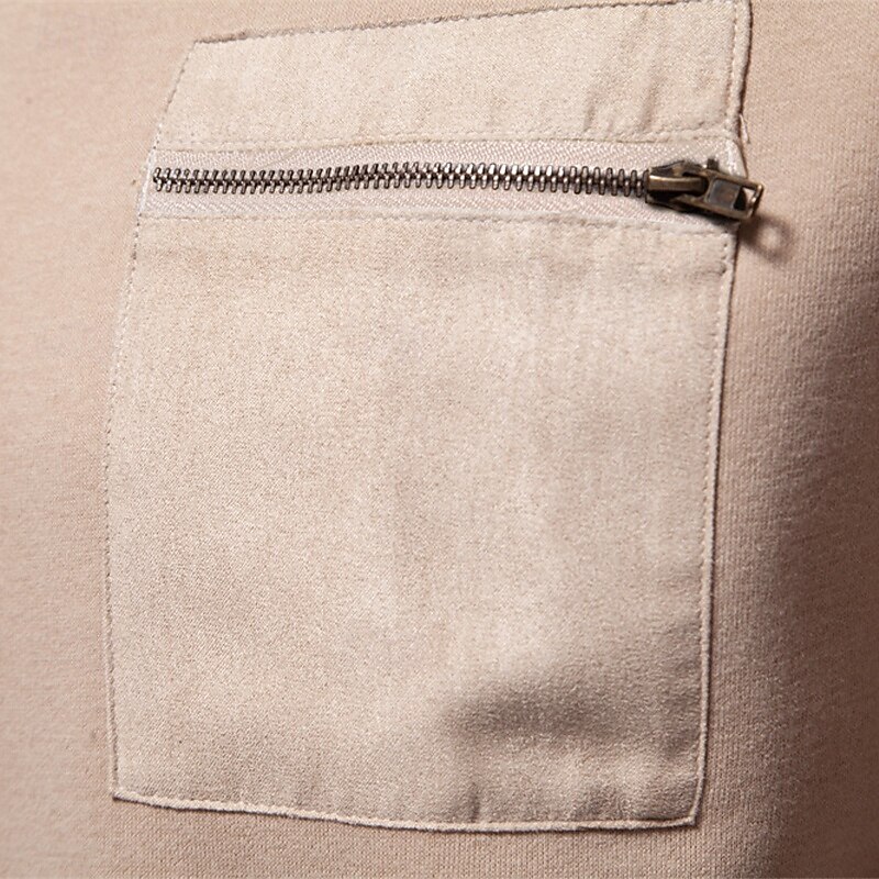 Men's Sweatshirt Pullover Hoodie Sweatshirt Pullover Khaki Crew Neck Plain Patchwork Pocket Sports & Outdoor Casual Daily Streetwear Cool Sportswear Spring &  Fall All Seasons Clothing Apparel Hoodies2