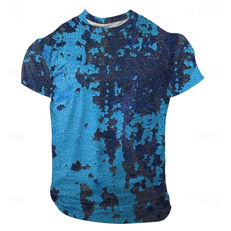 Men's Optical Illusion Blood Splatter Abstract 3D T Shirt Short Sleeve T shirt 3D Print Crew Neck Shirt Exaggerated Designer Party Street Casual Yellow Red Blue Summer Spring All Seasons Clothing2