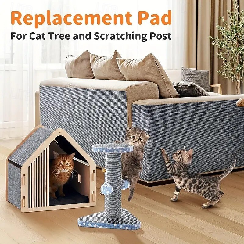 Trimmable Cat Furniture Protector with Self-Adhesive Scratch Pads, Protects Sofas, Doors, and Cat Trees from Claws, Gray, 78.7 x 15.8 cm3