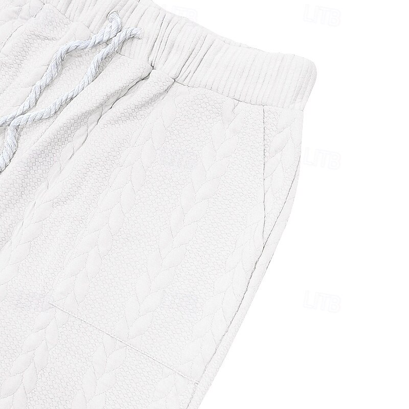 Men's Sweatpants Joggers Trousers Casual Pants Jacquard Drawstring Elastic Waist Solid Colored Moisture Wicking Breathable Full Length Outdoor Home Daily Fashion Streetwear Black White Stretchy3