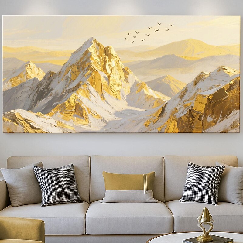 Large Golden Mountains On Canvas Original Gold Wall Art 3D Texture Impasto Abstract Natural Landscape Boho Decor Living Room Home Decor2