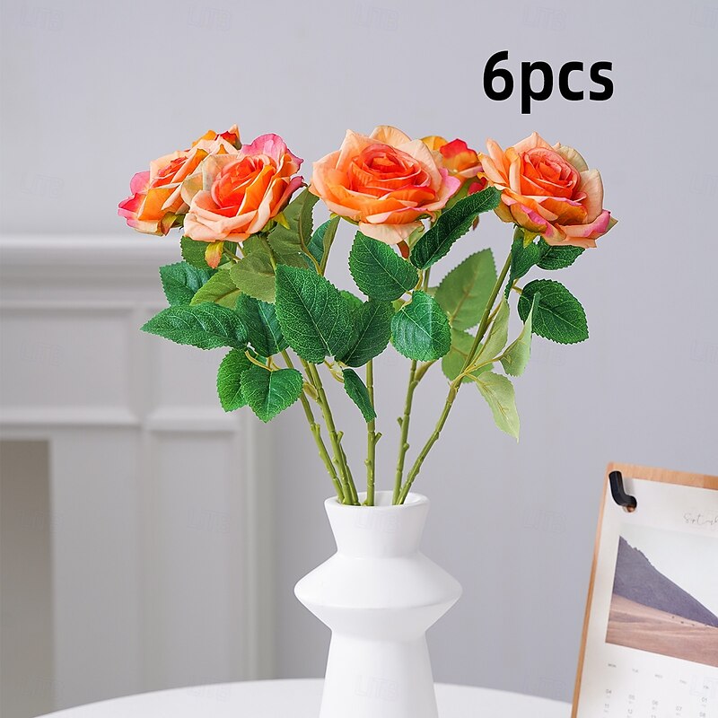 6PCS/10PCS/20PCS Colorful Angora Rose Simulation Bouquets Suitable for Seasonal Home Decoration Parties Weddings Farmhouse Room Decoration Festive Atmosphere Decoration and Shooting Props4
