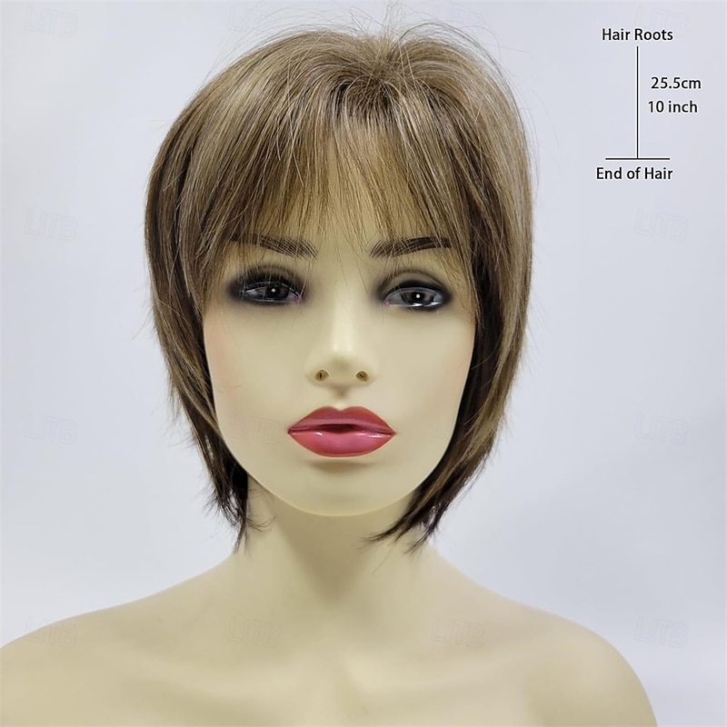 10inch Natural Fashion Short Brown Straight Bob Hair Daily Costume Party Bob Wig for Women4