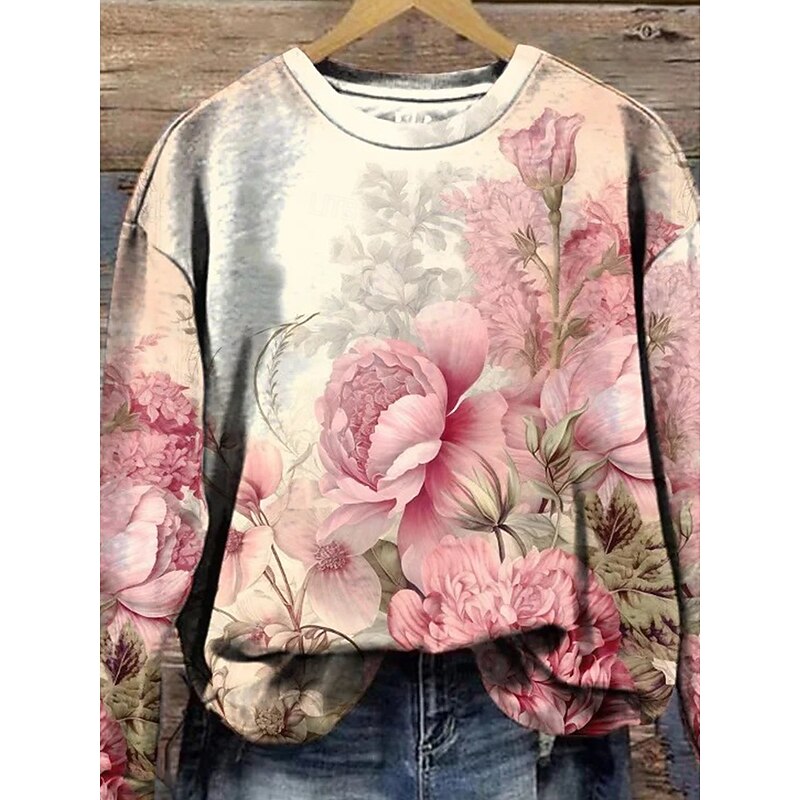 Women's 3D Print Vintage Boho Hoodie Patchwork Hoodie Sweatshirt Floral Pullover Sweatshirt Vight Warm Active Vintage Long Sleeve Street Dailywear Casual Patchwork Print Pink Spring Fall Winter2