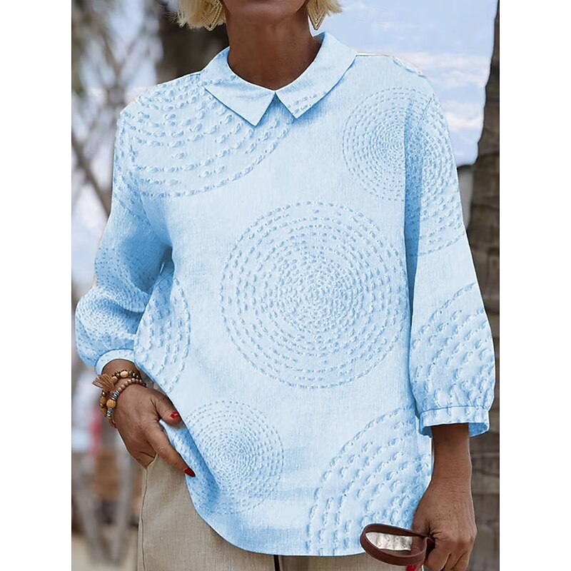 Women's Blouse Long Sleeve Peter Pan Collar Casual Graphic Abstract Vintage Tropical Daily Collar Regular Tops Daily Buttons Print White Pink Blue Summer Spring Fall4