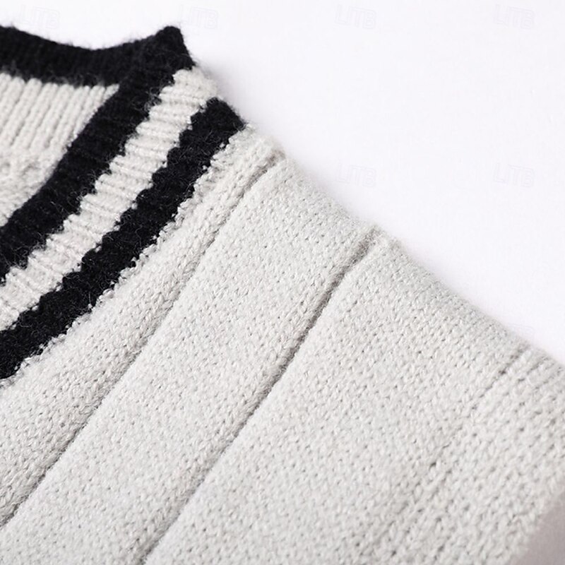 Men's Sweater Vest Dress Sweater Pullover Sweater Jumper Vest Knit Sweater Ribbed Cable Knit Regular Tops Knitted Plain V Neck Fashion Casual Vacation Daily Wear Clothing Apparel Fall Winter Black3