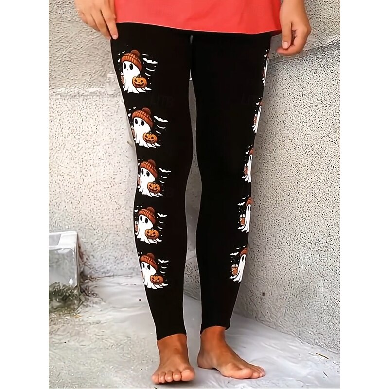 Women's Leggings Vacation Vintage Fashion Full Length High WaistPantsHalloween Graphic Pumpkin Halloween Printing Soft Breathable Stretchy Outdoor Vacation Street Black Spring Fall Winter Slim Fit2
