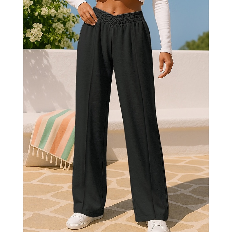 Women's Wide Leg Pants Sport  Sweatpants with Pockets High Waist Bottoms Athleisure Gym Workout Fall Breathable Workout Jogging Running Loose Fit Sportswear Activewear Solid Colored Dark Grey Black4