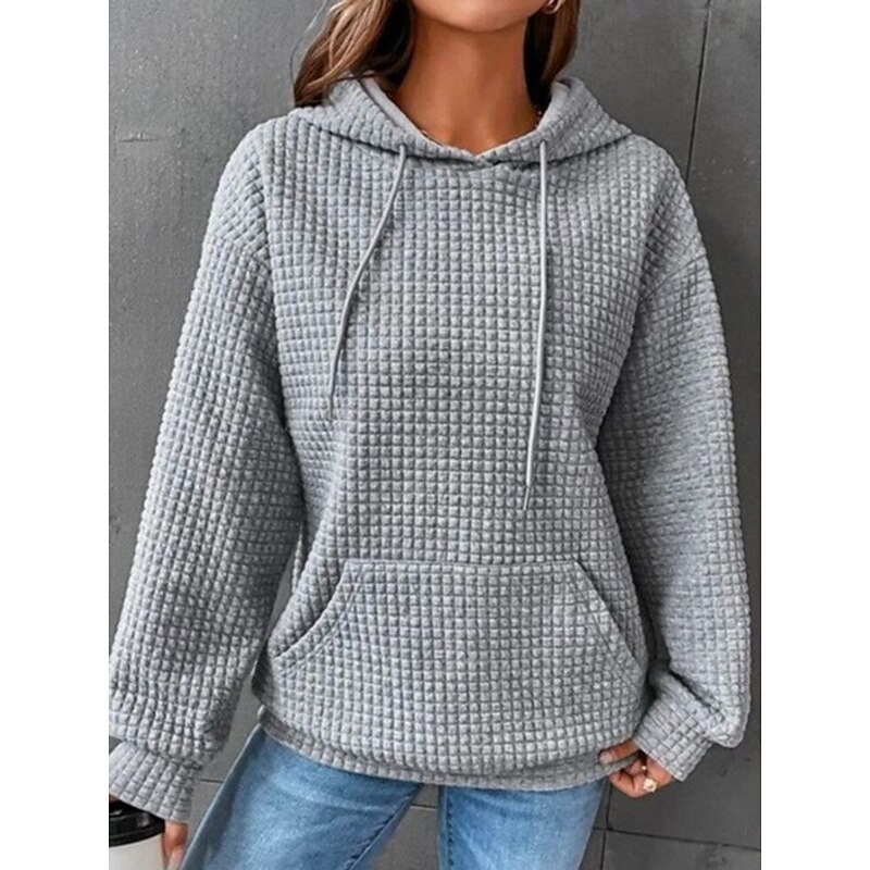 Women's Hoodies Plain Casual Long Sleeve Hooded Regular Tops Street Dailywear Pocket Print Black White Pink Army Green Dark Blue Fall Winter2