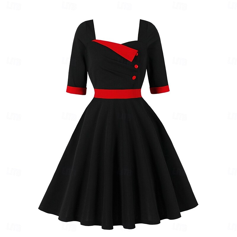 Elegant Vintage 1950s Dress Fit and Flare Fancy Dress Women's Christmas Carnival Valentine's Day Party Casual Adults Spring & Summer