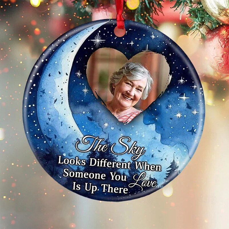 Personalized Christmas Photo Ornaments Custom Memorial Acrylic 2D Decor Christmas Tree Xmas Decoration Hanging Pendant Gifts2