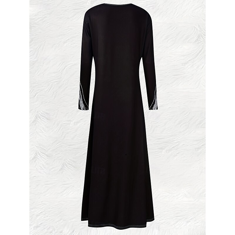 Halloween Women's Skulls Print Maxi Dress Shift Dress A Line Dress Casual Daily Regular Fit Graphic Bull Long Sleeve Crew Neck Black Purple Fall Winter3