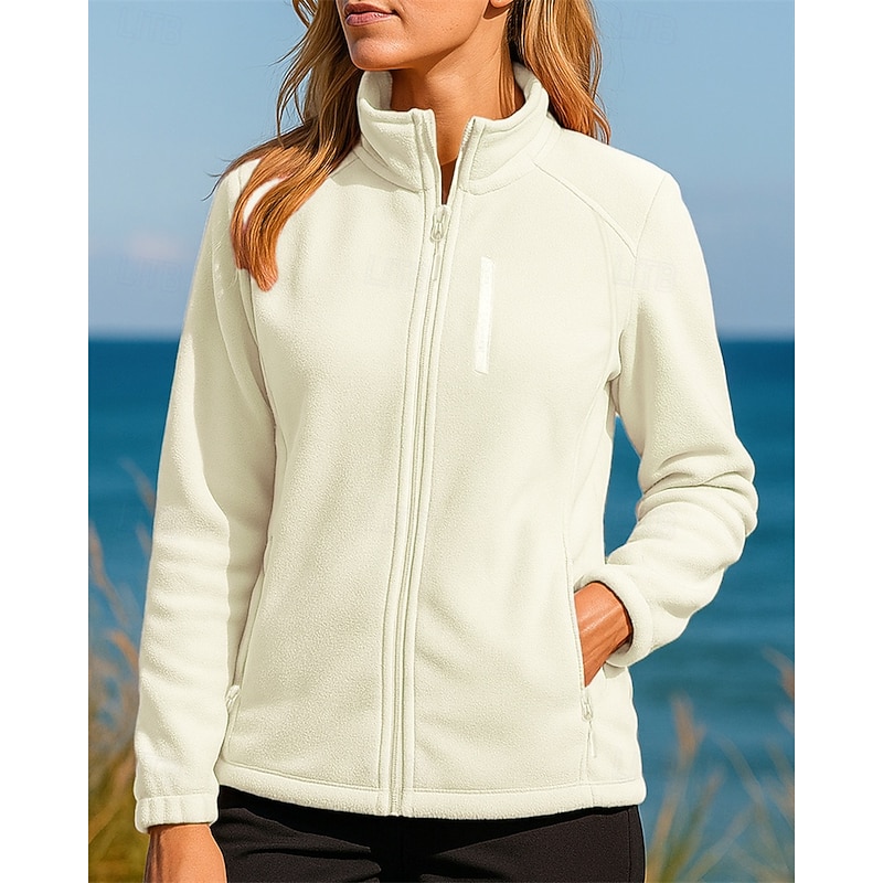 Women's Fleece Jacket Thermal Jacket Winter Outdoor Thermal Warm Comfortable Fleece Jackets Full Zip Hunting Fishing Climbing Dark Pink Black Pink Royal Blue Blue4