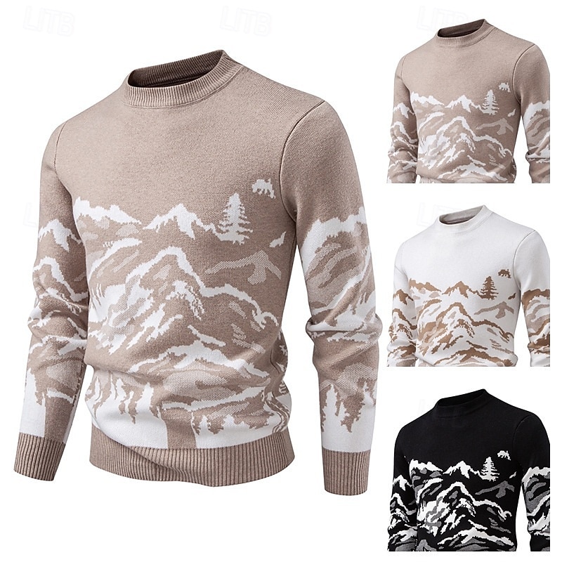 Men's Sweater Pullover Sweater Jumper Ribbed Knit Regular Tops Knitted Slim Fit Plain Crew Neck Knitwear Contemporary Casual Daily Wear Clothing Apparel Fall Winter Black White M L XL