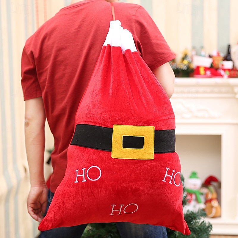 Christmas Holiday Gift Bags, Santa Claus Apple and Candy Sack, Festive Holiday Treat Storage, Christmas Party Favor Bag3