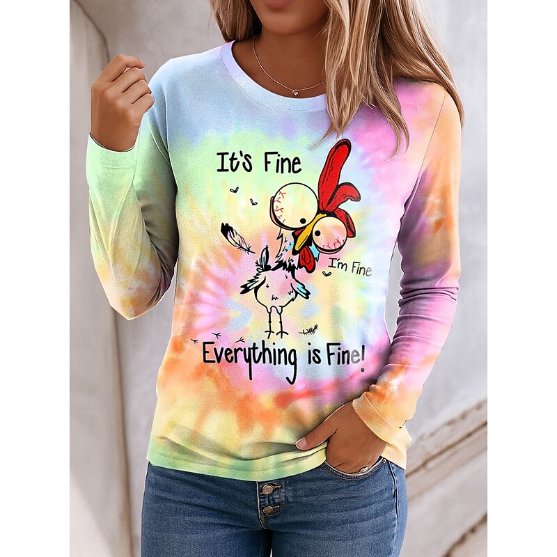 Women's Tunic Graphic Animal Vintage Fashion Stylish Long Sleeve Crew Neck Regular Tops Daily Print Pink Spring Fall Prefall