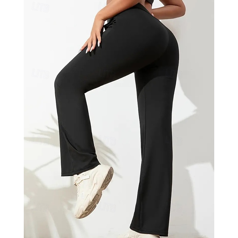 Women's Slacks Straight Streetwear Casual Full Length Natural Plain Pocket Elastic Waist Soft Street Holiday Weekend claret Depression Green Grey Black Fall Regular Fit4