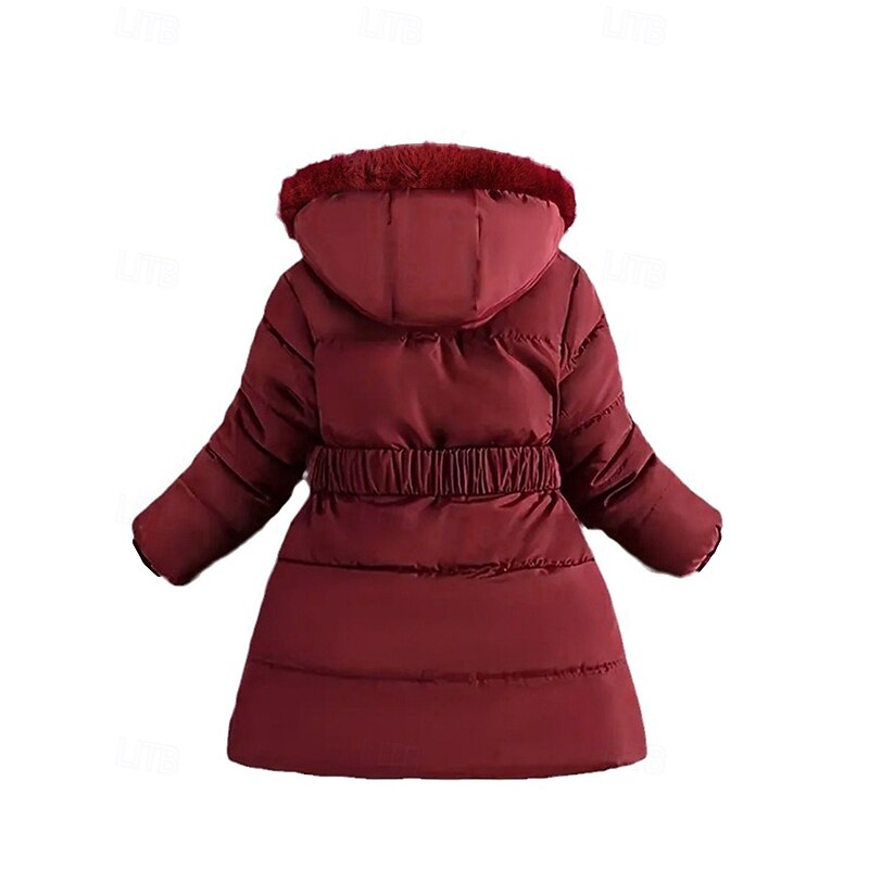 Kids Girls' Down Coat Heart Fashion Zipper Pocket School Coat Outerwear 4-12 Years Fall Black Pink Wine2