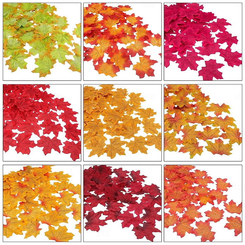 500 Pcs Fall Artificial Maple Leaves 8cm/3 inch 13 Colors Fake Autumn Maple Decor for Thanksgiving Decorations Wedding Party,Festival Events3