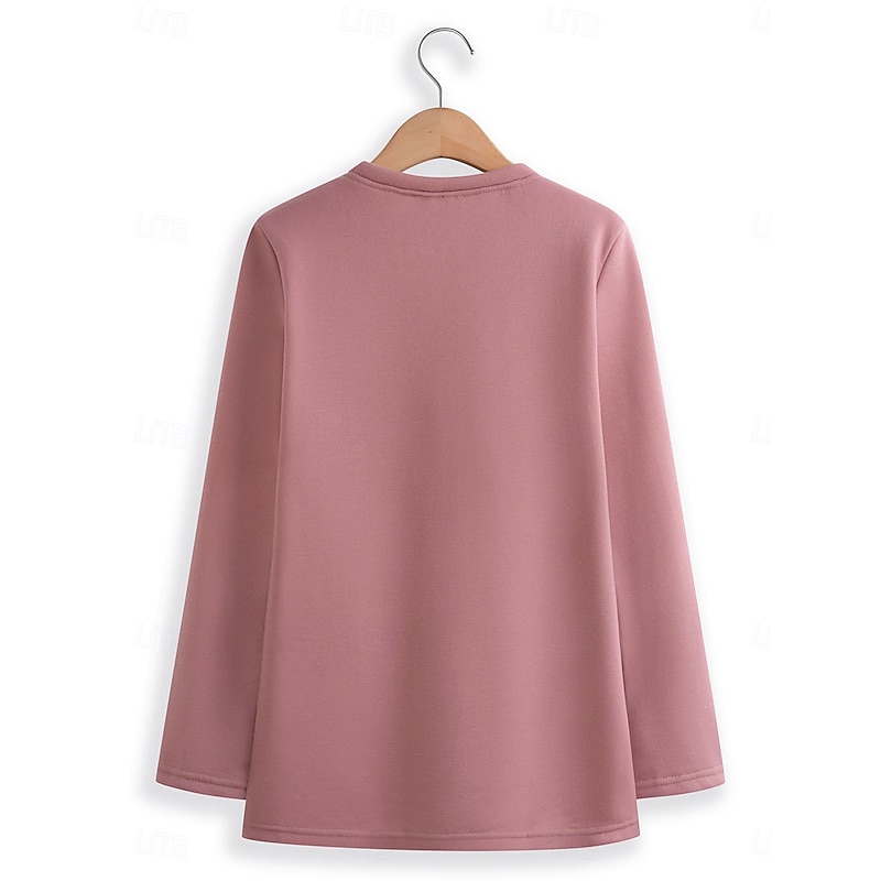 Women's Pullover Sweatshirt Graphic Letter Warm Casual Fuzzy Long Sleeve Crew Neck Round Neck Regular Tops Street Casual Black Yellow Pink Dark Pink Red Spring Fall Winter2