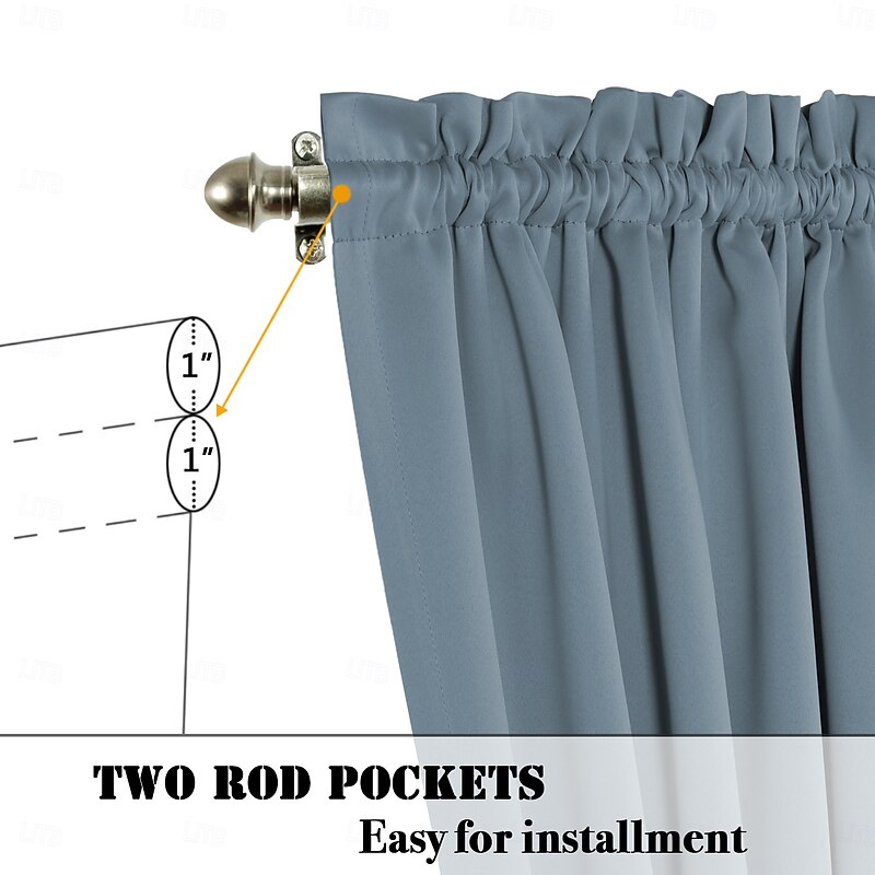 Thick Solid Color French Door Curtain, Rod-Pocket Thermal Insulated Blackout Panel, Ready-Made Window Drapes for Glass Doors, Modern Home Privacy Curtain2