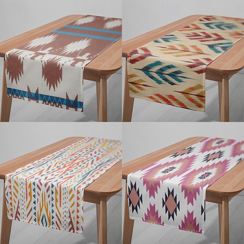 1pc Geometric Graffiti Table Runner, Digital Printed Rectangular Tablecloth for Dining Room, Wedding, Banquet, or Party Decoration