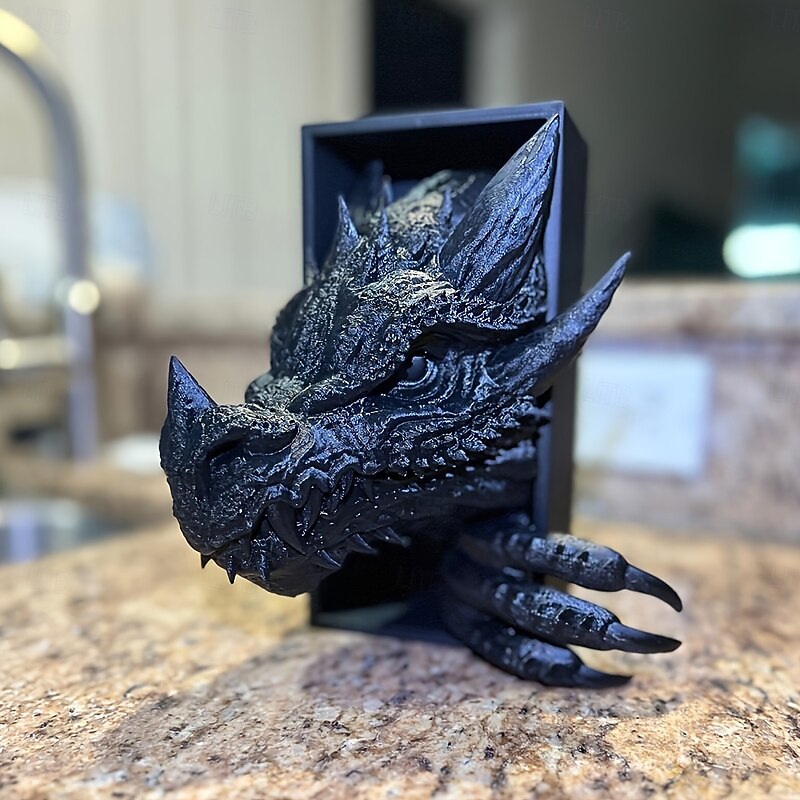Bookshelf Dragon Decor, Fantasy Decoration, Home Ornament Display Piece, Bookshelf Stand with Dragon Design, Non-Electric2