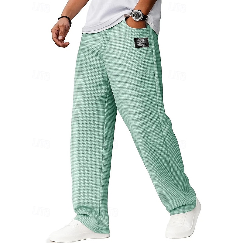 Men's Sweatpants Trousers Waffle Pants Drawstring Pocket Elastic Waist Plain Comfort Sports Outdoor Daily Fashion Casual Dark Brown Black Micro-elastic4