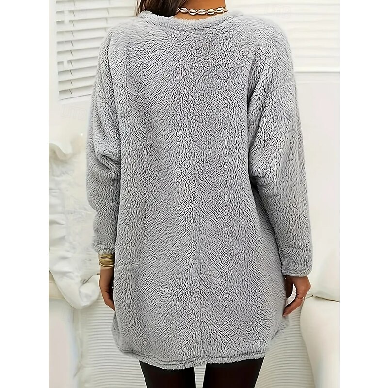 Women's Pullover Sweatshirt Sweatshirts Plain Streetwear Casual Long Sleeve Crew Neck Regular Tops Street Holiday Pocket Black White Wine Gray Fall Winter2